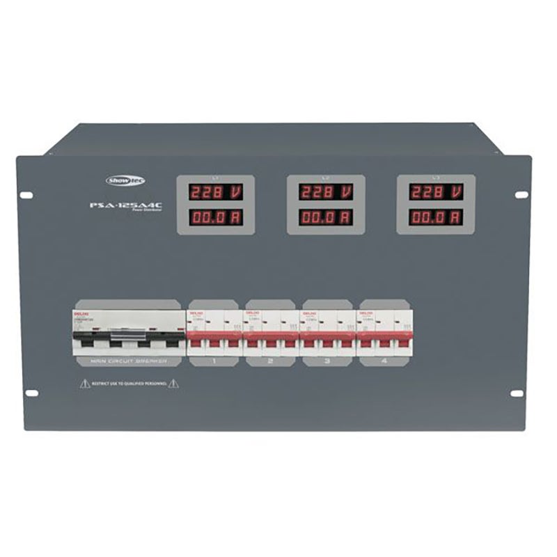 Showtec PSA-125A4C krachtstroomverdeler 125A 4xMCB