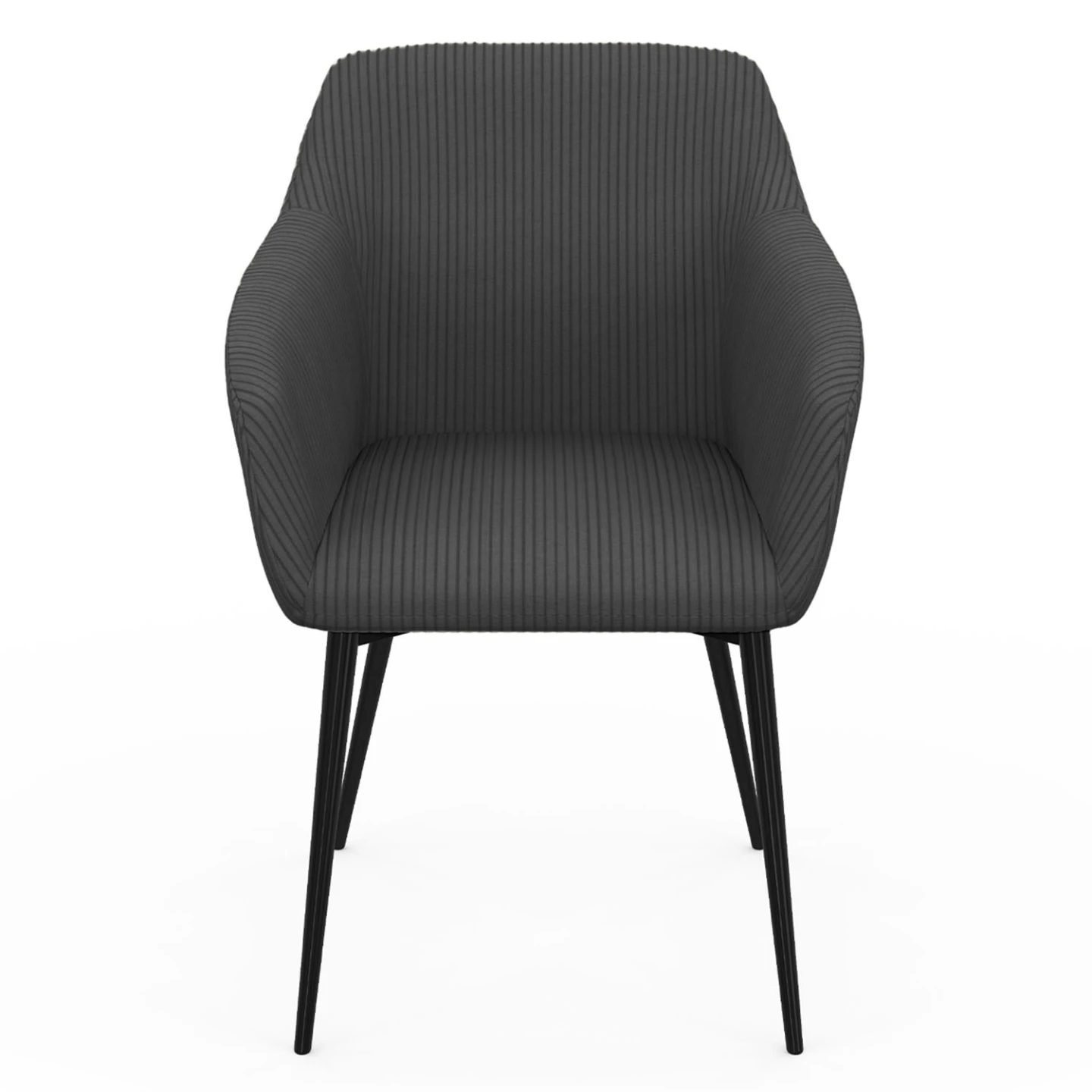 Lot de 2 chaises de salle à manger, fauteuils de table JANY en velours côtelé gris