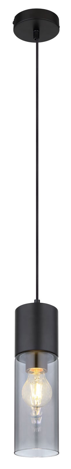 GLOBO Retrofit Pendelleuchte ANNIKA 10 cm schwarz /rauchfarbig