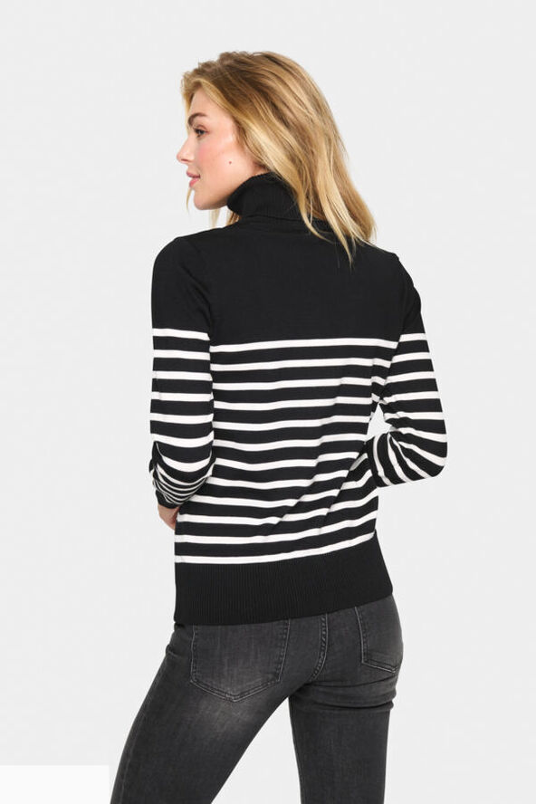 Saint Tropez MilaSZ St. Rollneck Pullover Black mila stripe