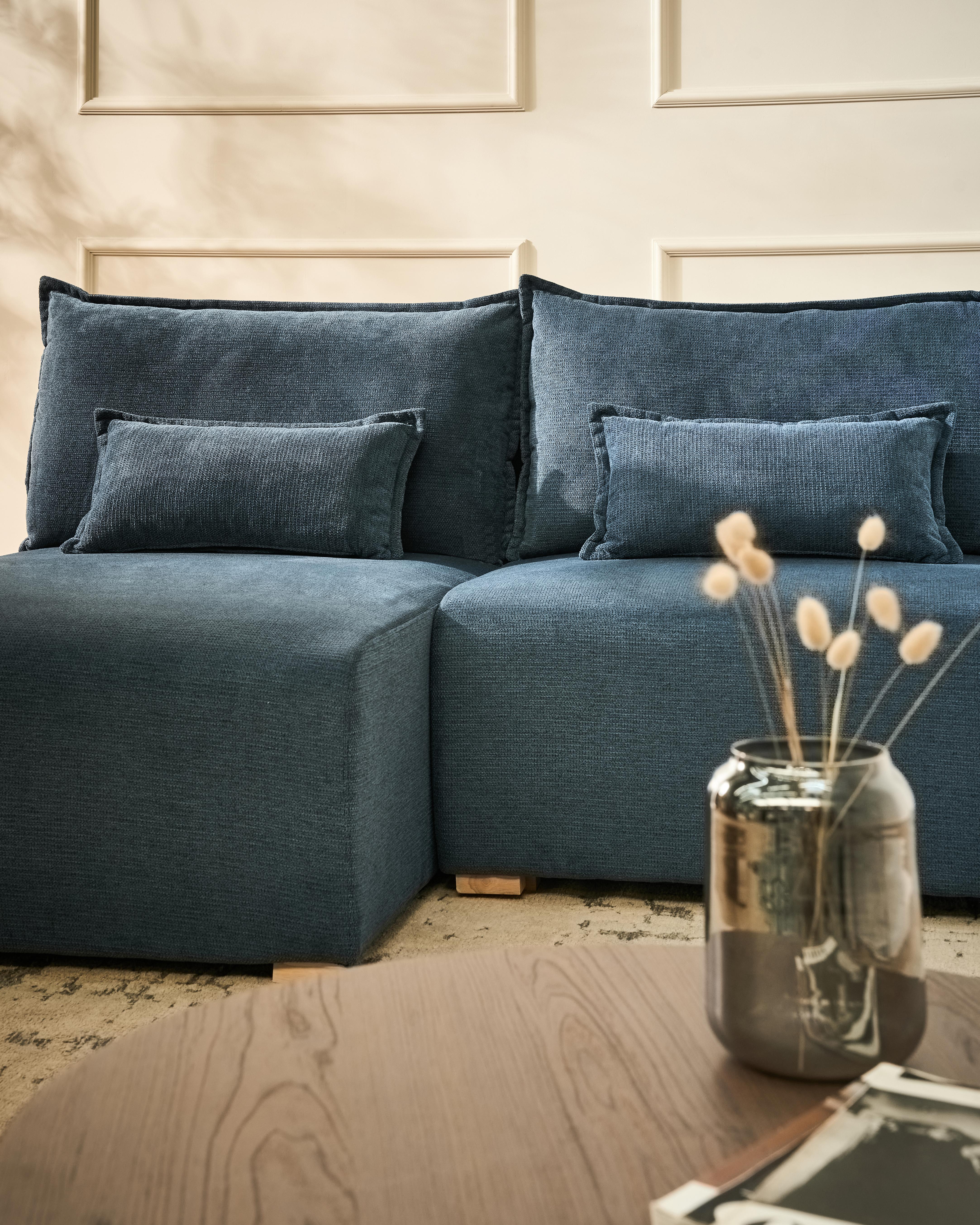Modulaire hoekbank NERBO Stof Blauw rechtszijdig