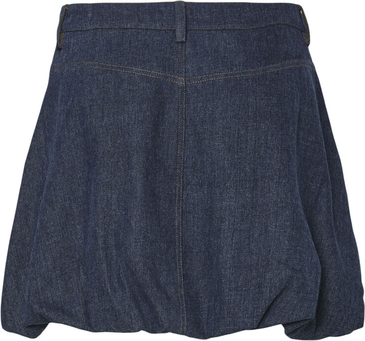 Pieces PCJABIA MW SHORT BALLOON DENIM SKIR Blå