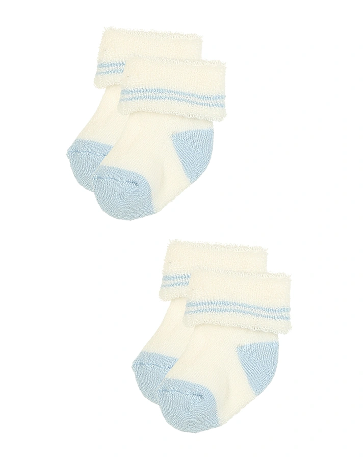 Erstlings-Socken PLÜSCH 6er-Pack in blau/latte
