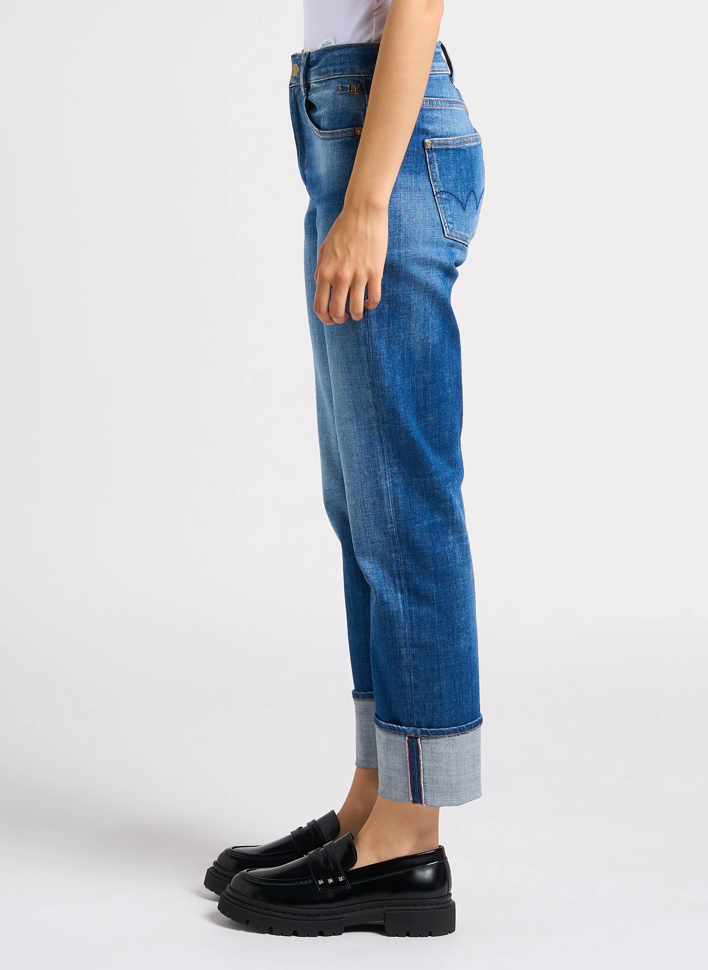 400/17 - Jean droit taille haute | Bleu