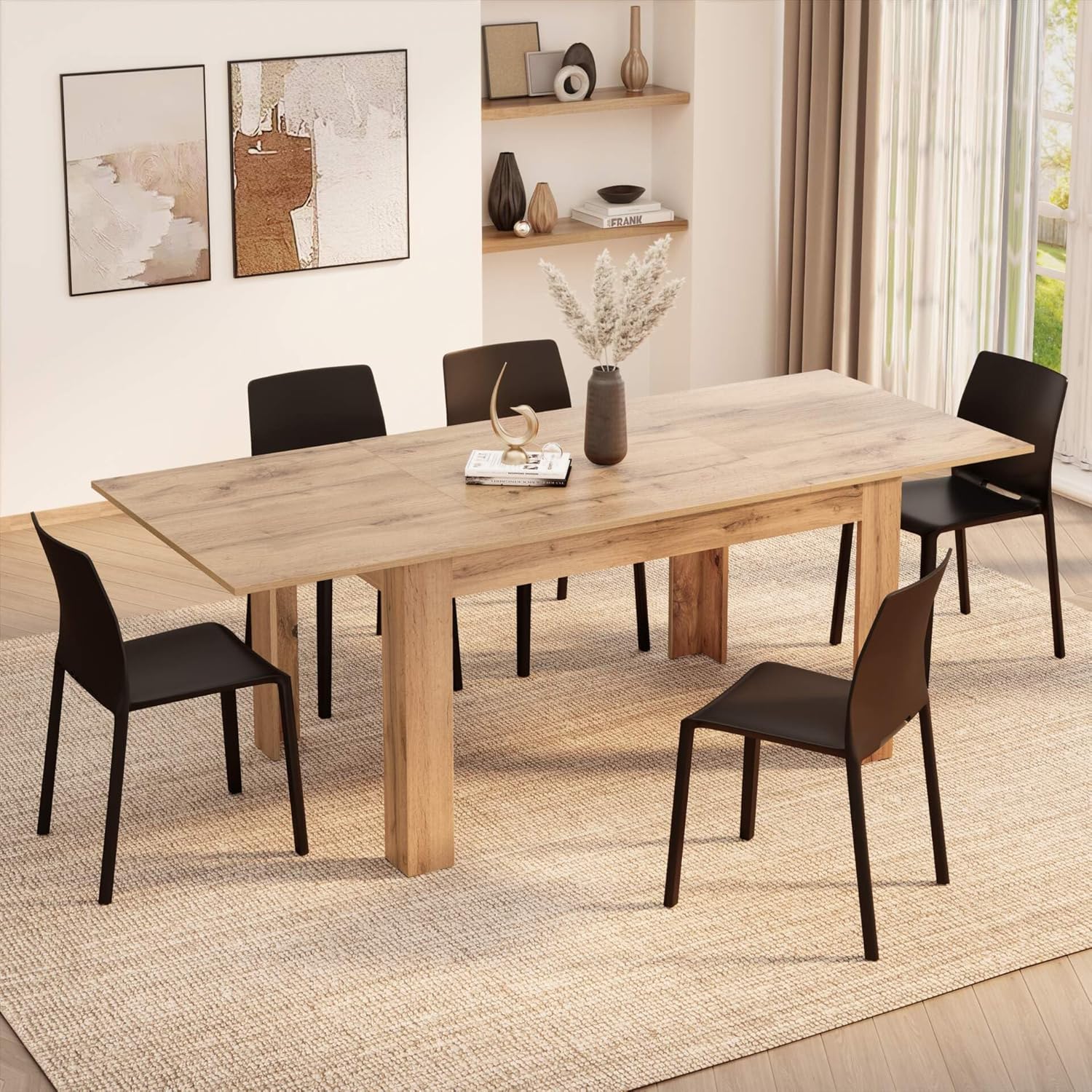 Mobili Fiver, Ausziehbarer Esstisch, Easy, 140 (220) x 90 cm, rustikale Eiche, hergestellt in Italien