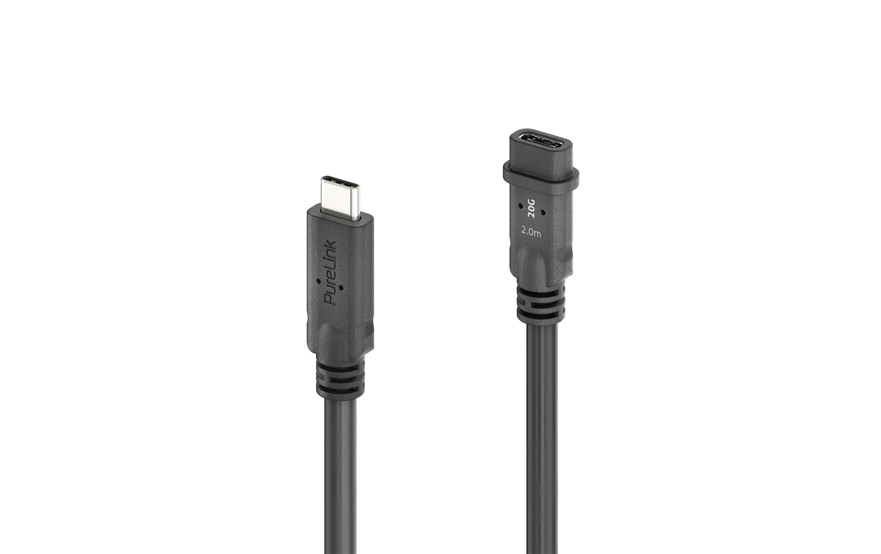 USB4-Kabel USB C - USB C 2 mUSB-C auf USB-C Verlängerungskabel USB4 Gen2x2 20 Gbps – PureInstall 2.00 m