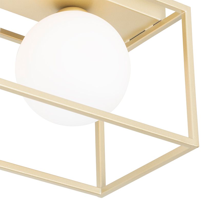 Design plafondlamp goud met wit glas 2-lichts - Aniek