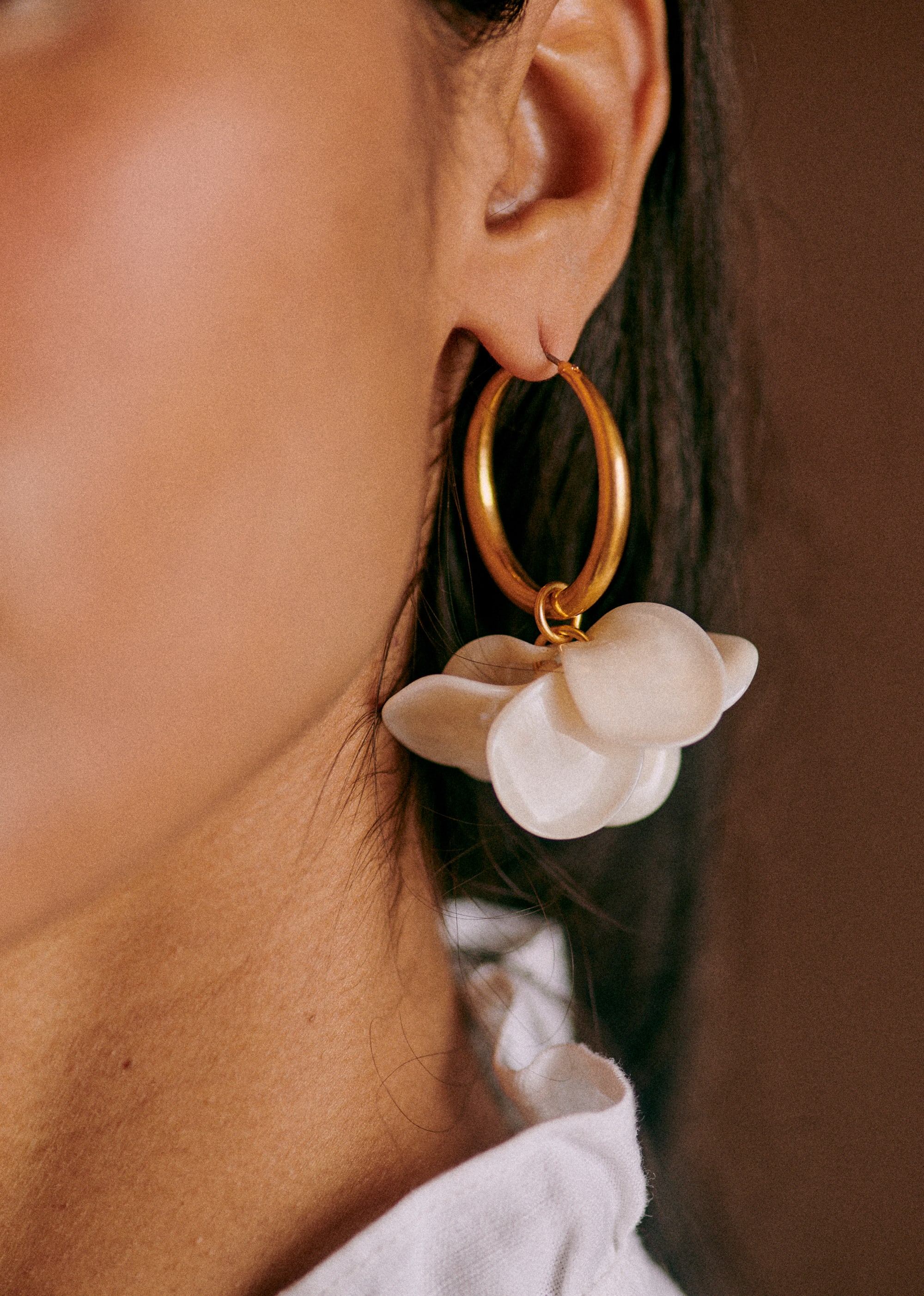 Anneaux Flora - Écru - E-SHOP/BIJOUX Boucles d'Oreilles 5905769