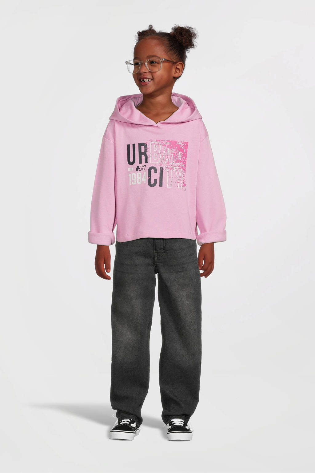 NAME IT hoodie NKFVIALA met printopdruk roze