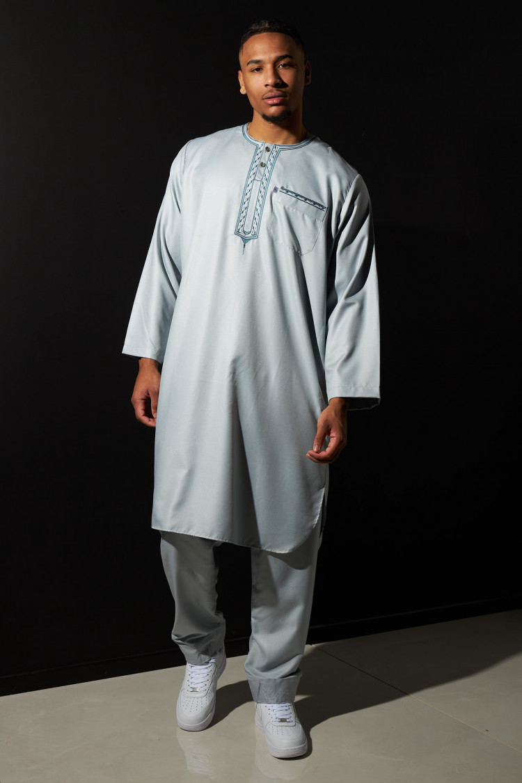 Ensemble 2 pièces qamis + pantalon gris
