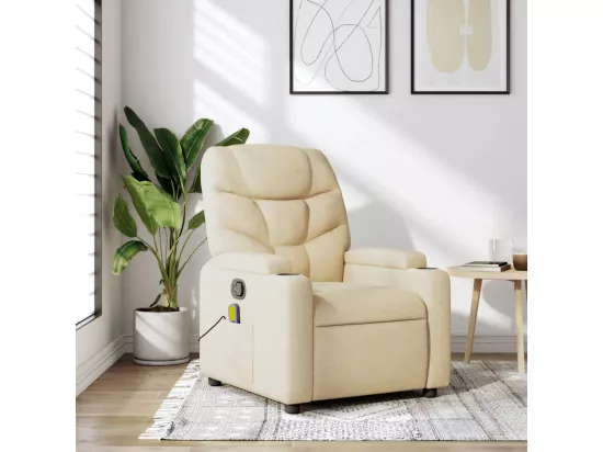 Fauteuil massant inclinable Crème Tissu