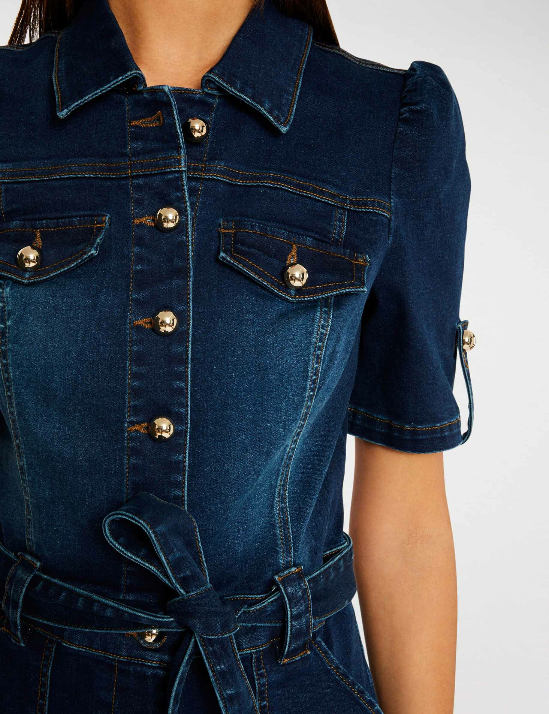 Combishort boutonnée à ceinture jean brut femme - jean_brut