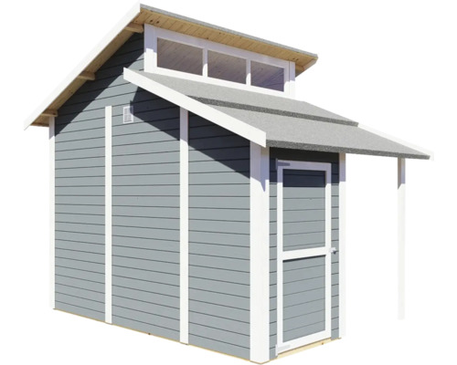 Tuinhuis Konsta Studio Set 2 met vloer en aangebouwde kast 328 x 240 cm lichtgrijs