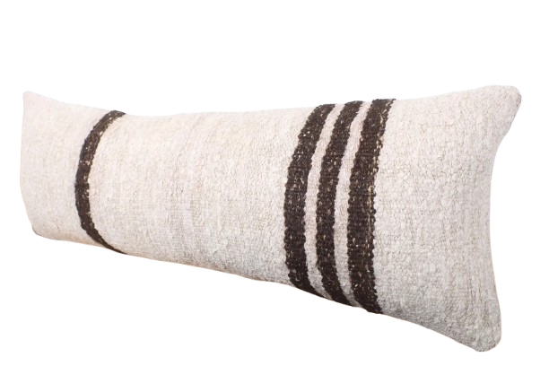 Kussen Kelim Vintage Natural stripe Brown 90x30