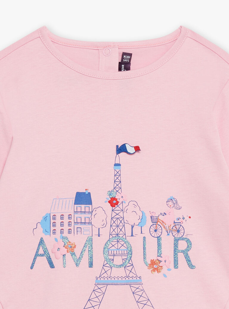 T-shirt rose barbapapa à volants