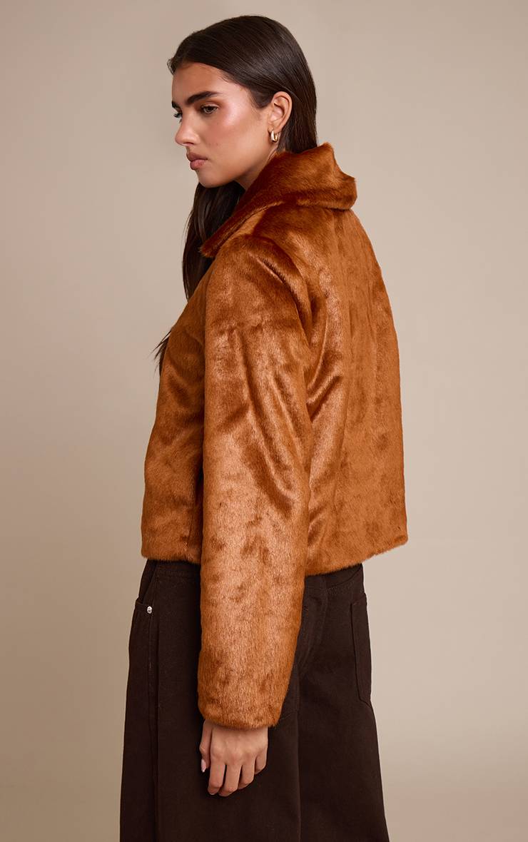 Marron Veste Courte En Synthétique