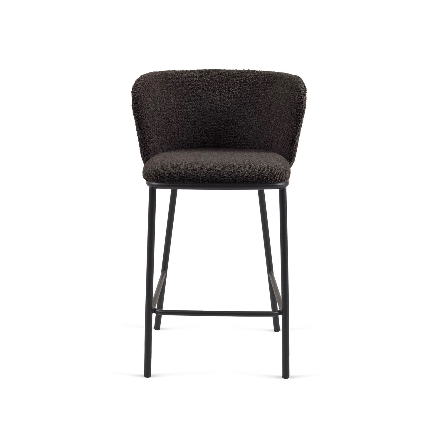 Kave Home Barhocker CISELIA Bouclé schwarz/Metall schwarz