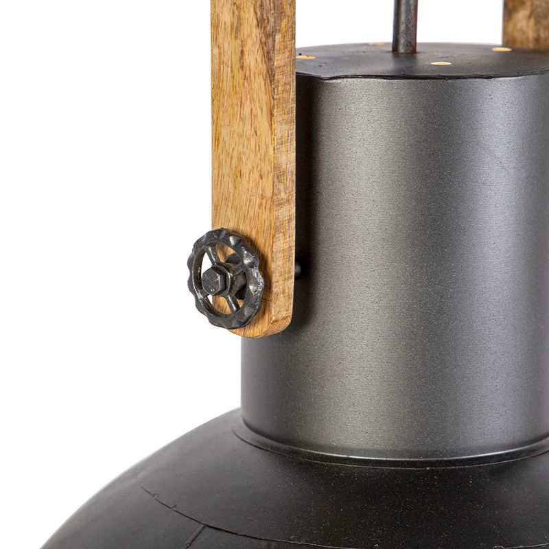 Industriele hanglamp donkergrijs met mango hout - Mangoes