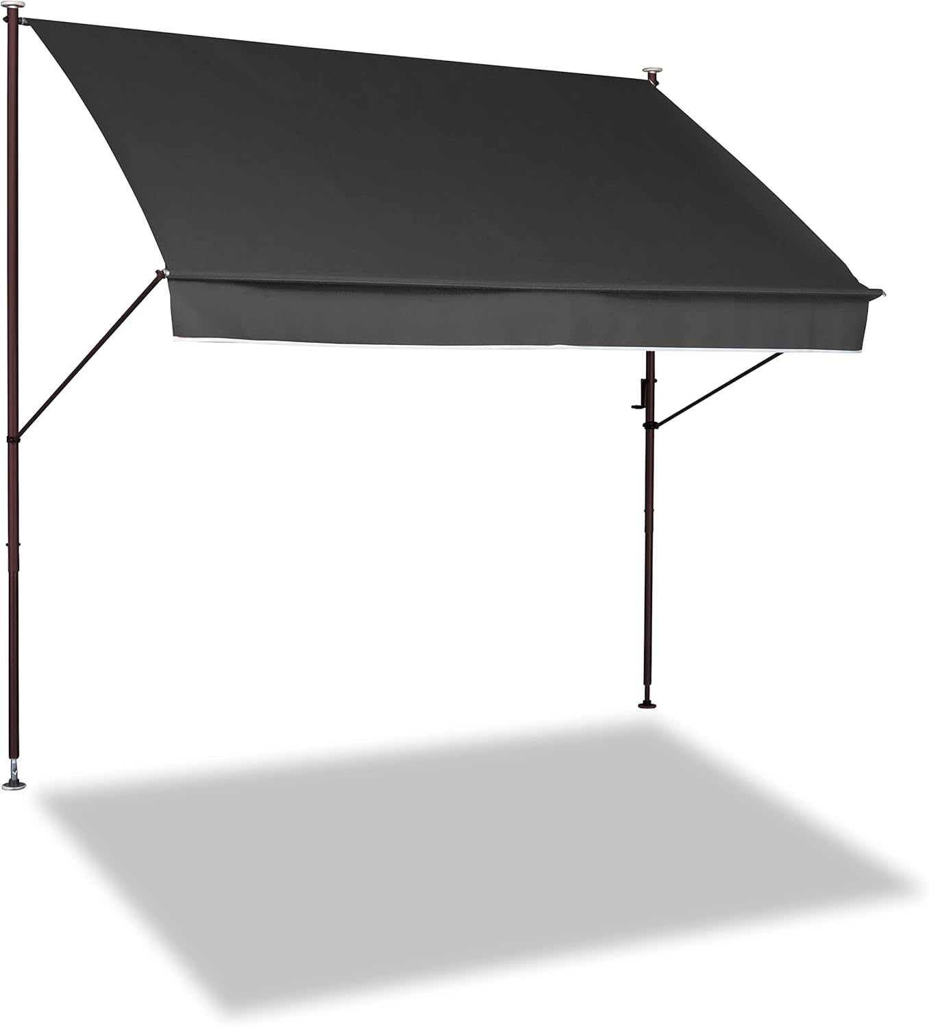 Angerer Klemmmarkise Style mit Handkurbel, Terrasse/Balkon, einfache Montage ohne Bohren, Made in Germany, hochwertiger Stoff, UV-beständig, höhenverstellbar, wasserabweisend, 400 cm Dunkelgrau