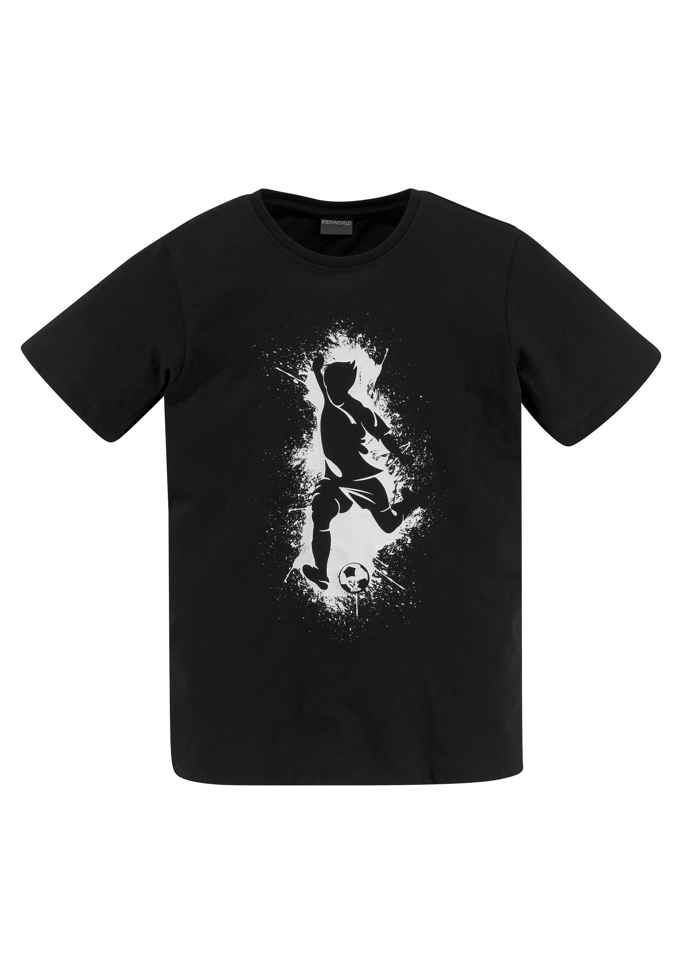 KIDSWORLD T-Shirt »Mit lässigem FUSSBALLER - Druck«, Kurzarm,  Basic-Passform,  mit stylischem Druck,  Rundhalsausschnitt