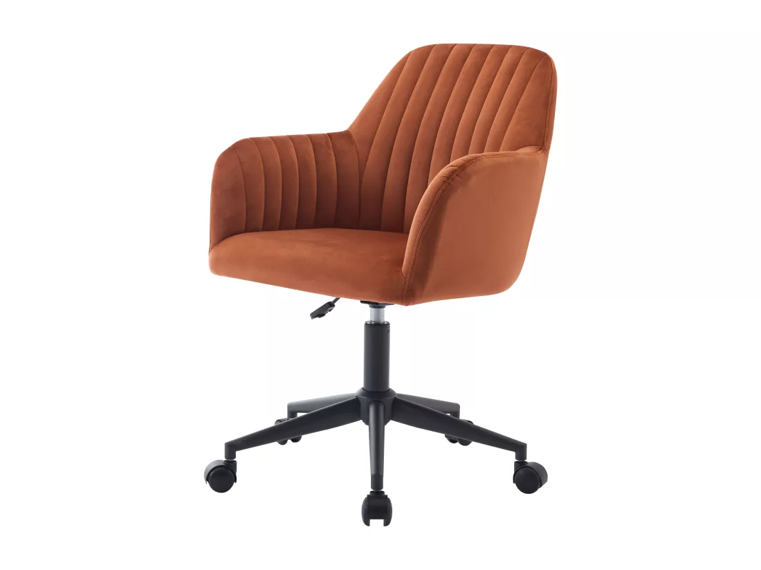 Chaise de bureau - Velours - Terracotta et noir - Hauteur réglable - ELEANA