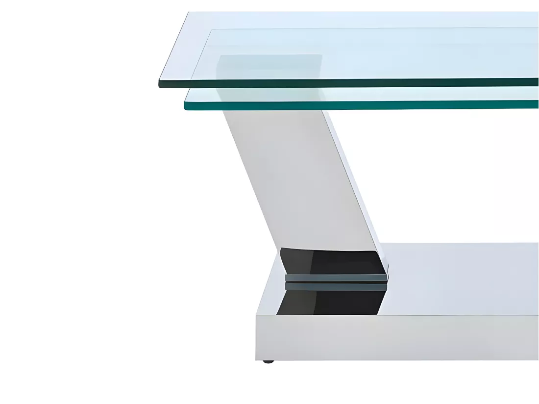 Table basse avec plateaux pivotants - Verre trempé et acier inoxydable - Transparent - OYRUS de Maison Céphy