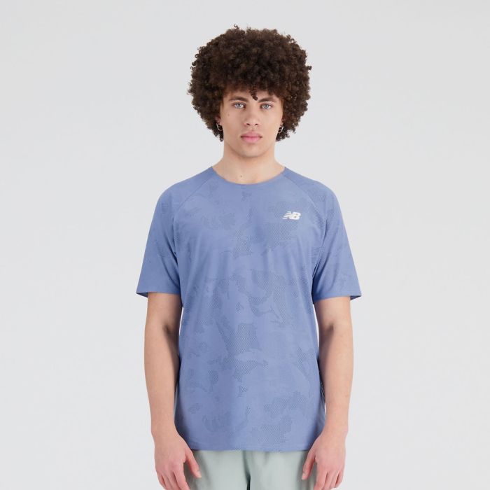 New Balance Herre T-shirts Speed Jacquard Short Sleeve Blå