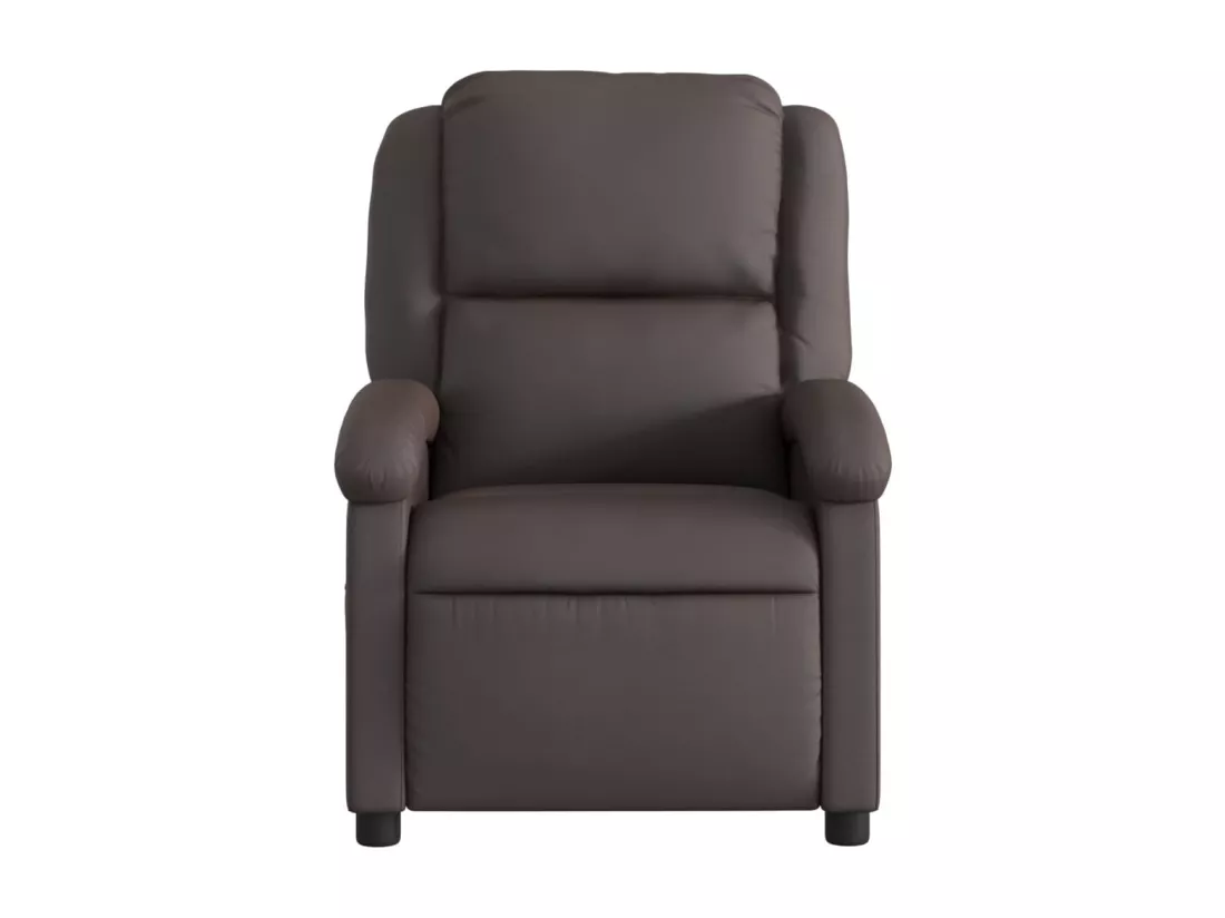 Fauteuil inclinable massant marron foncé cuir véritable