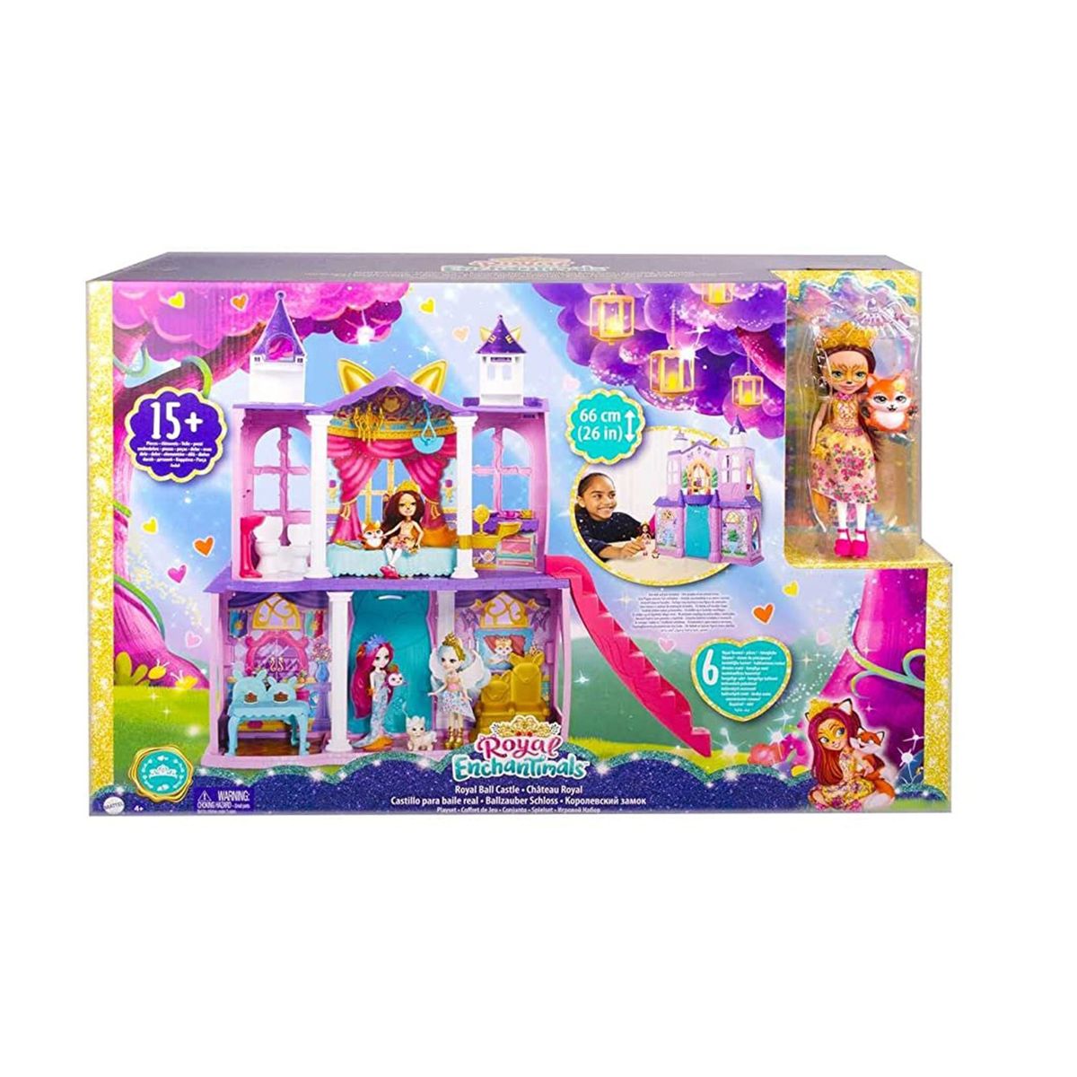 Mattel HCG59 - Royals Enchantimals - Ballzauber-Schloss mit Zubehör, ca. 66 cm