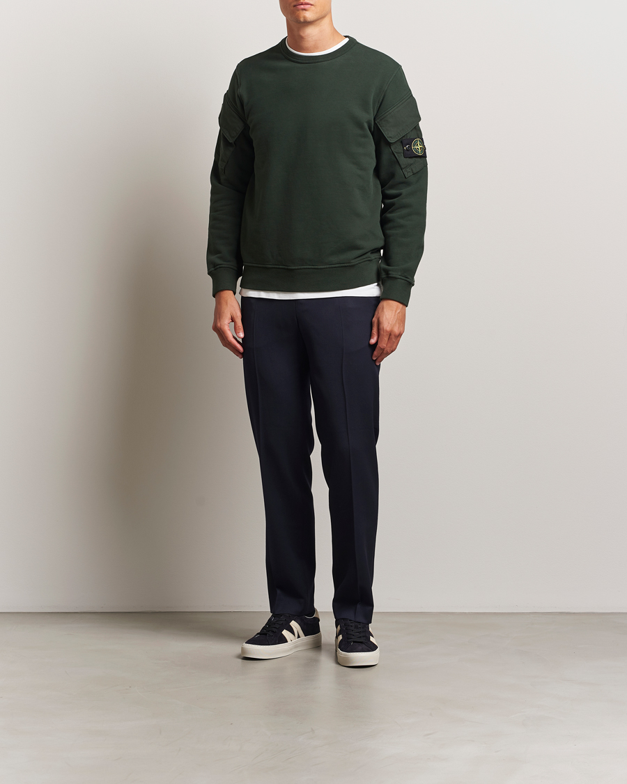 Stone Island Organic Cotton Fleece Arm Pocket Sweatshirt Juniper