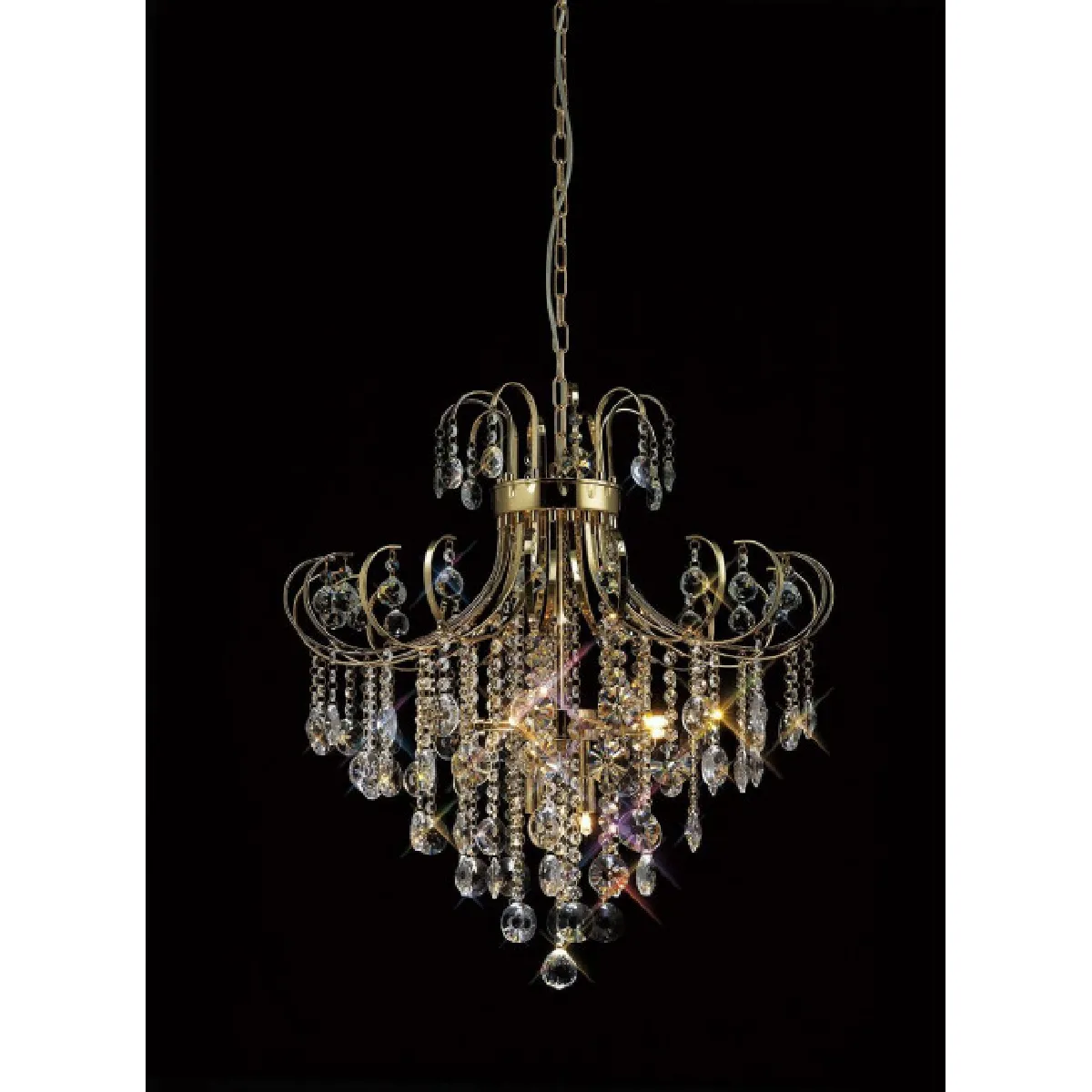 Luminaire Center Suspension Rosina 7 Ampoules doré/cristal