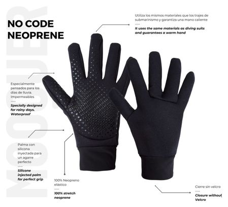 Gants de cyclisme longs en néoprène pour la pluie  unisexe  Mooquer No Code noir