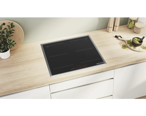 Bosch inductiekookplaat met frame, 58,3 x 51,3 cm, 4 kookzones, PVQ645HB1E