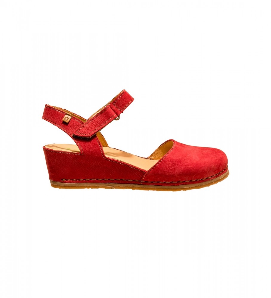 Sandálias El Naturalista N5850 Picual em couro vermelho - Salto plataforma de 5 cm -
