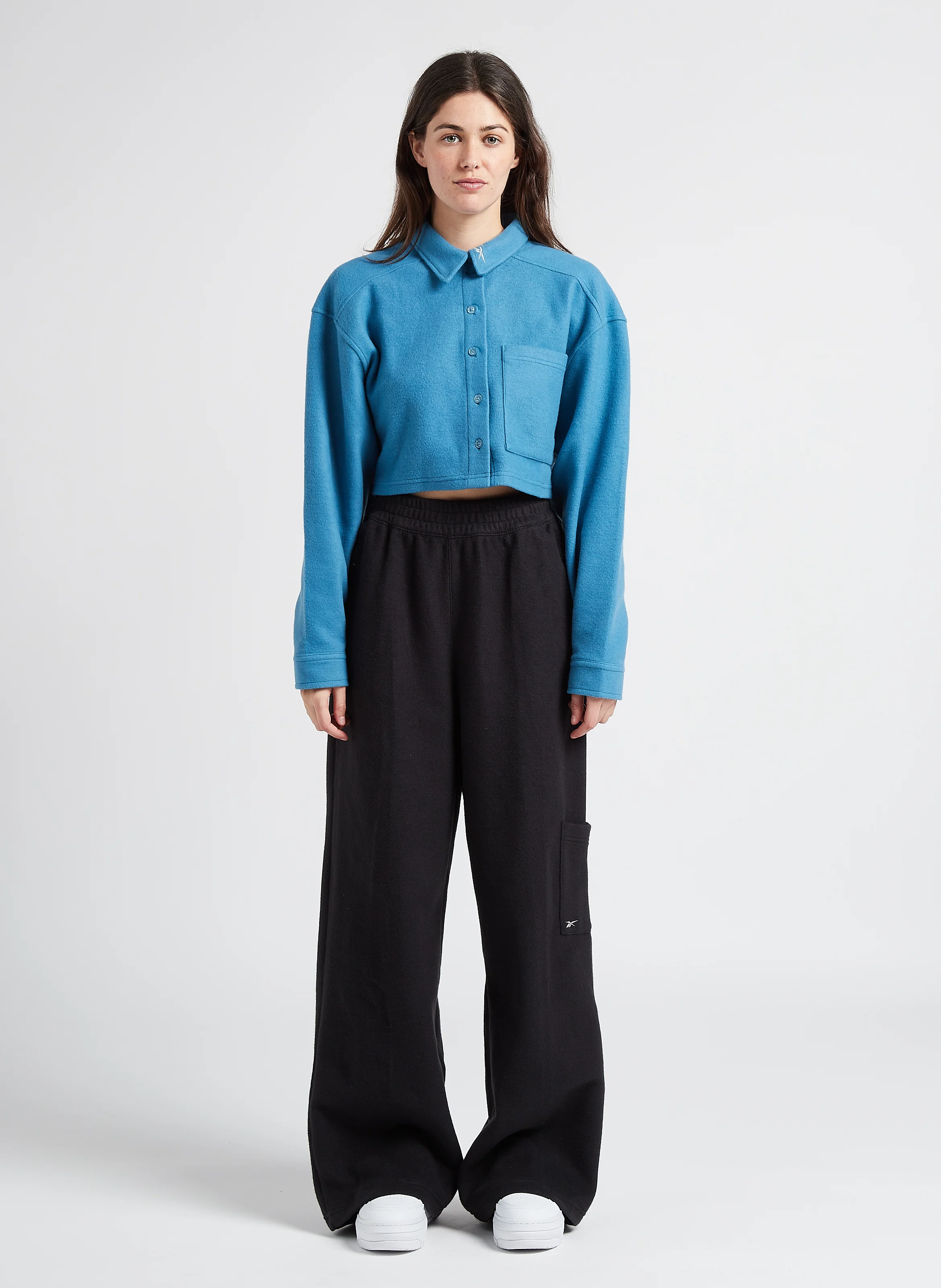 CL WDE - Gilet court col classique en molleton | Bleu