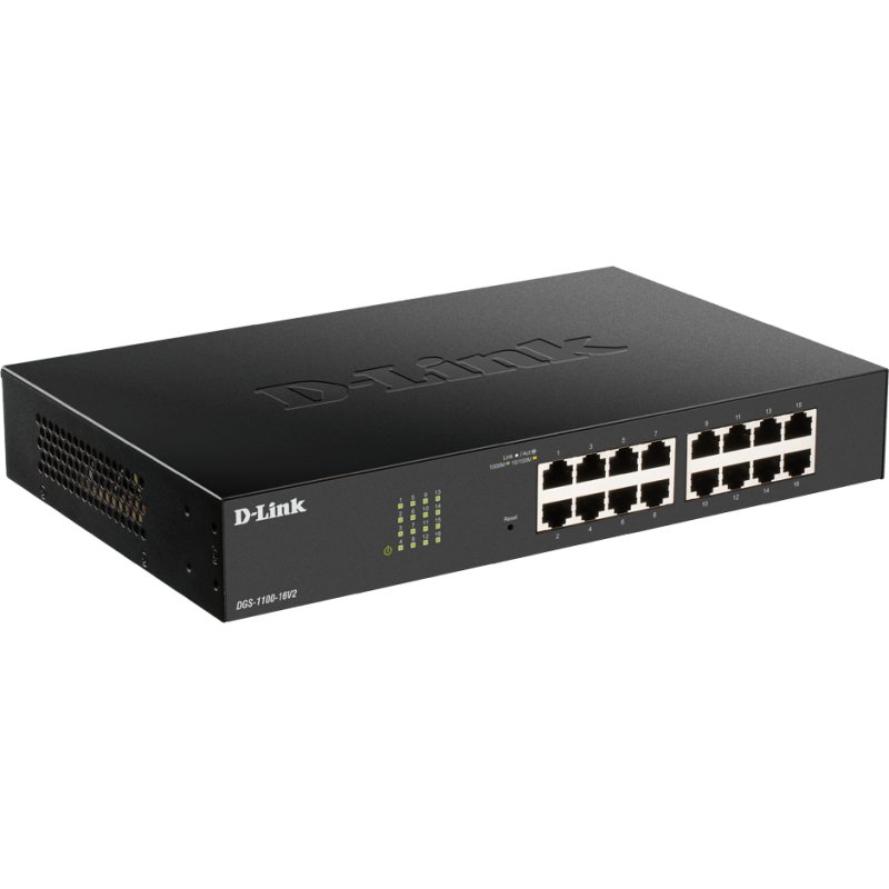 D-Link DGS-1100-16V2 Géré L2 Gigabit Ethernet (10/100/1000) Noir