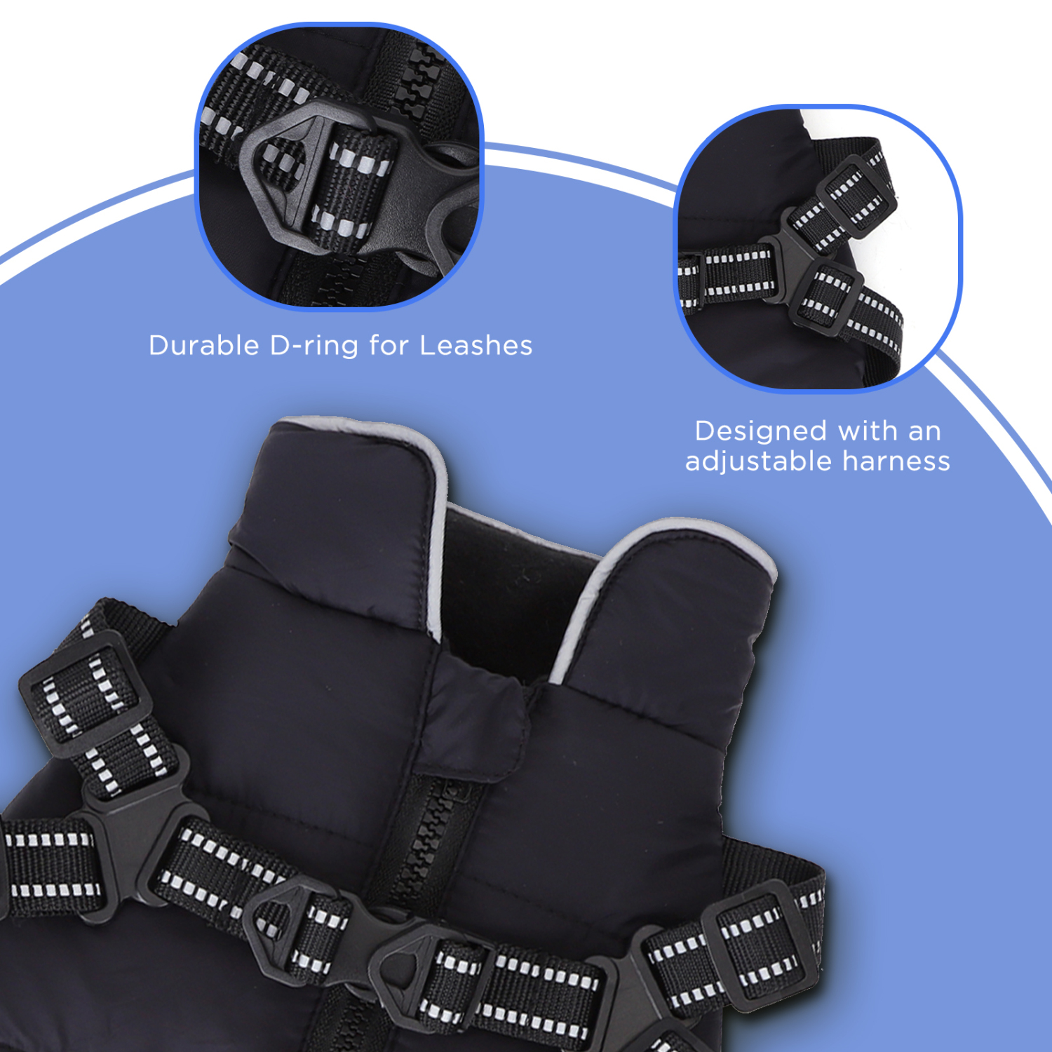Nobleza - Casaco para Cães, Jaqueta de Inverno Quente para Cães, À Prova de Vento, Impermeável, Colete 2 em 1 para Animais de Estimação com Arnês de Argola em D