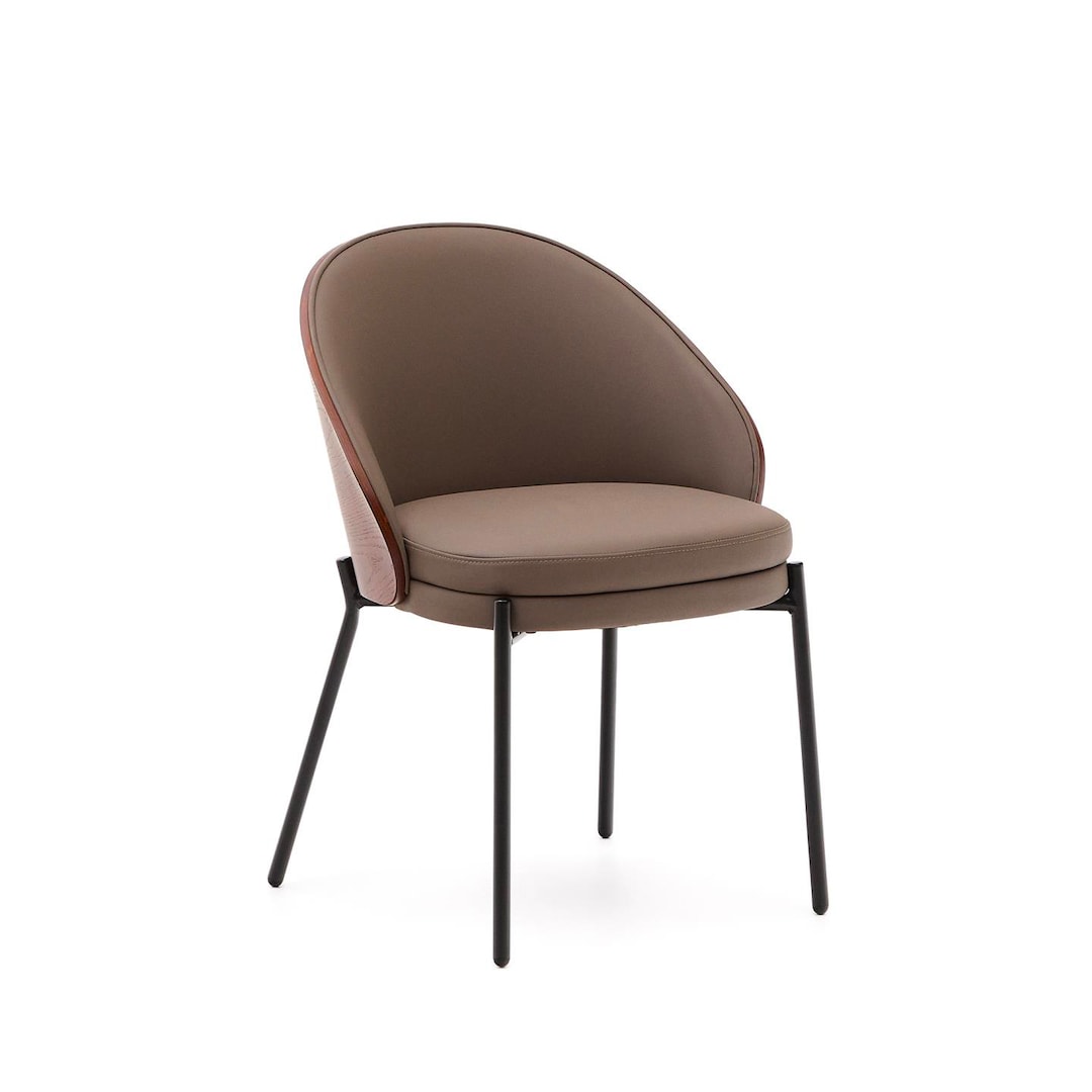 Kave Home Stuhl EAMY Lederlook braun/schwarz