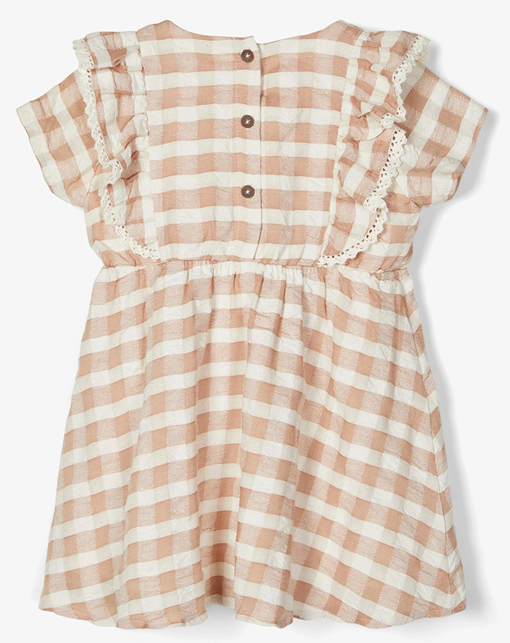Kurzarm-Kleid NMFINGA kariert in altrosa