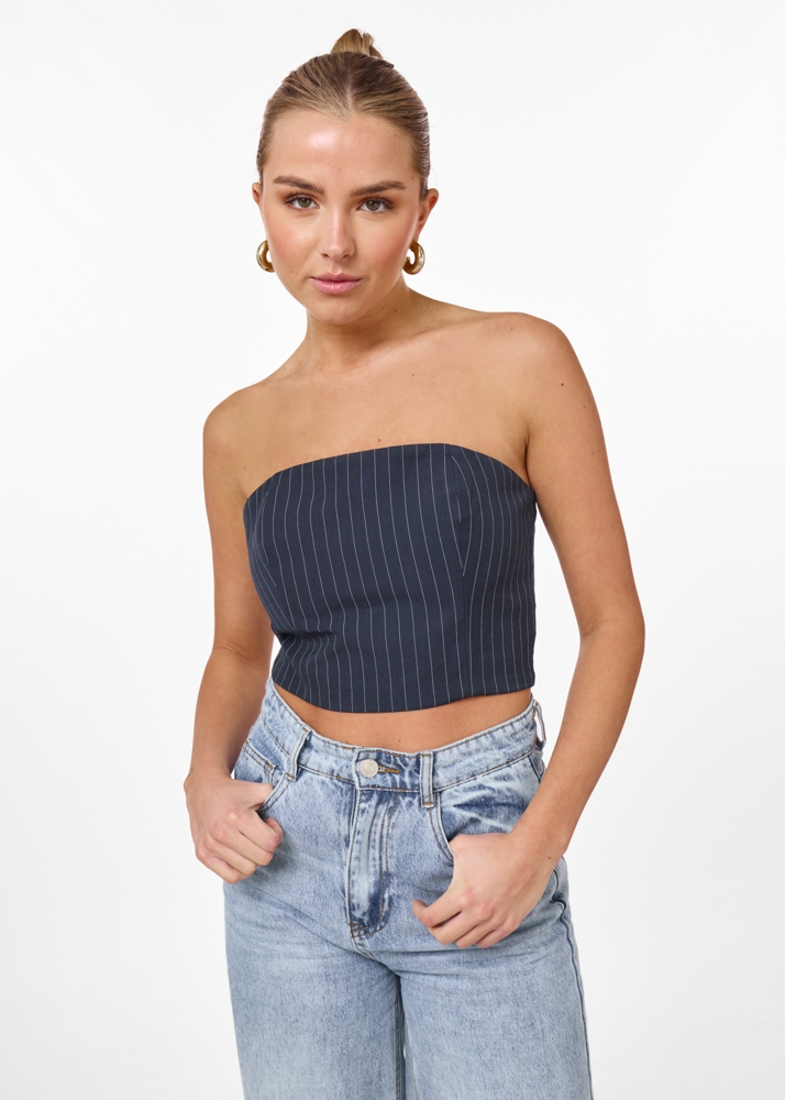 Tara strapless top donkerblauw