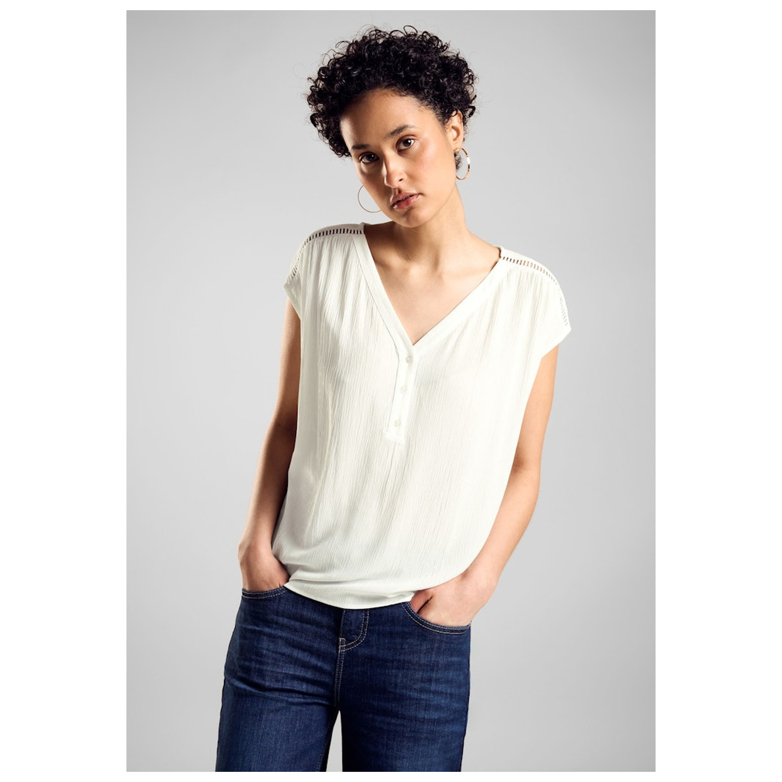 Street One Blouse Top w button panel UNI