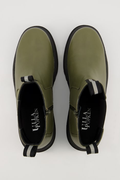 Chunky Chelsea-Boots, Elastikeinsatz, Zipper, Weite H