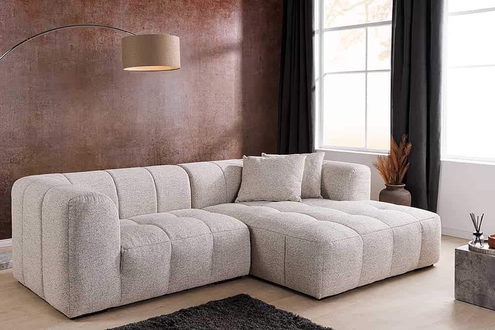 Modernes Ecksofa ZERO GRAVITY 240cm graphit beige Strukturstoff 3-Sitzer Couch