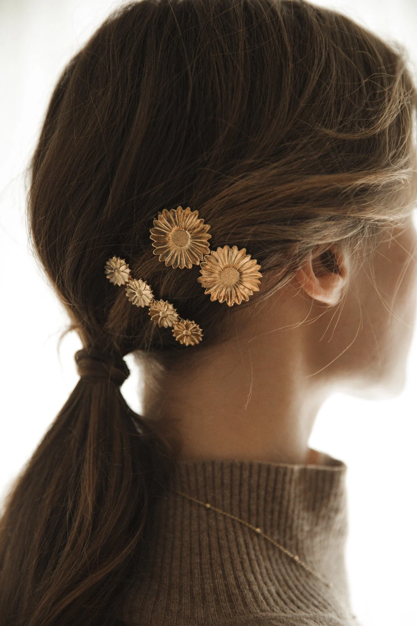 MAÏA - Barrette fleurs plaqué argent | Doré
