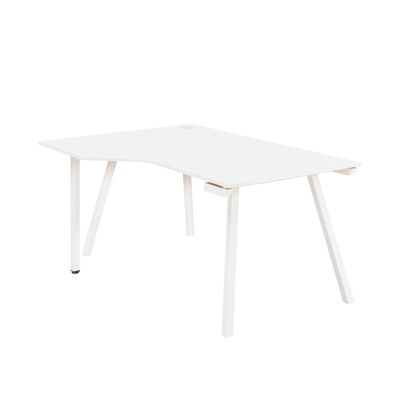 Bureau compact à gauche SUNDAY - 160 cm - Pieds trapèze - Blanc