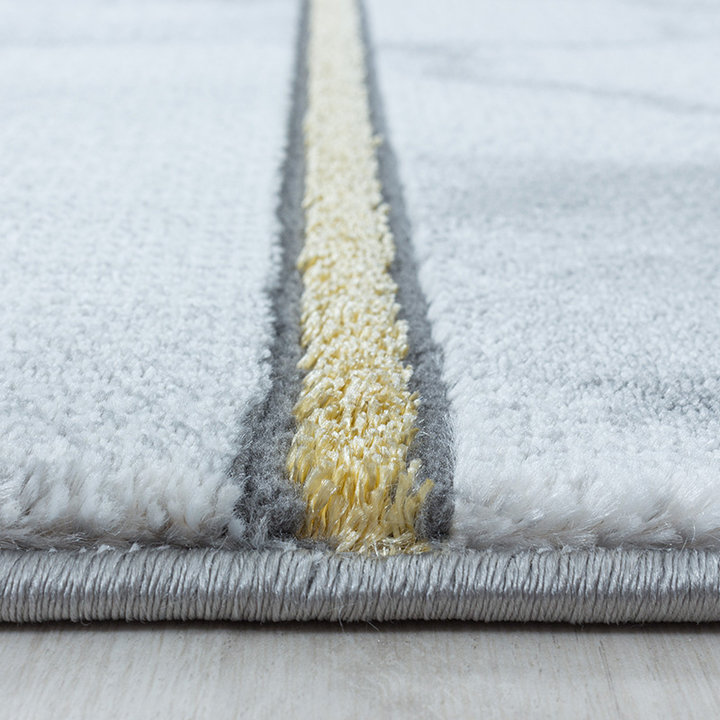 Modern vloerkleed - Marble Box Grijs/Goud | Topper