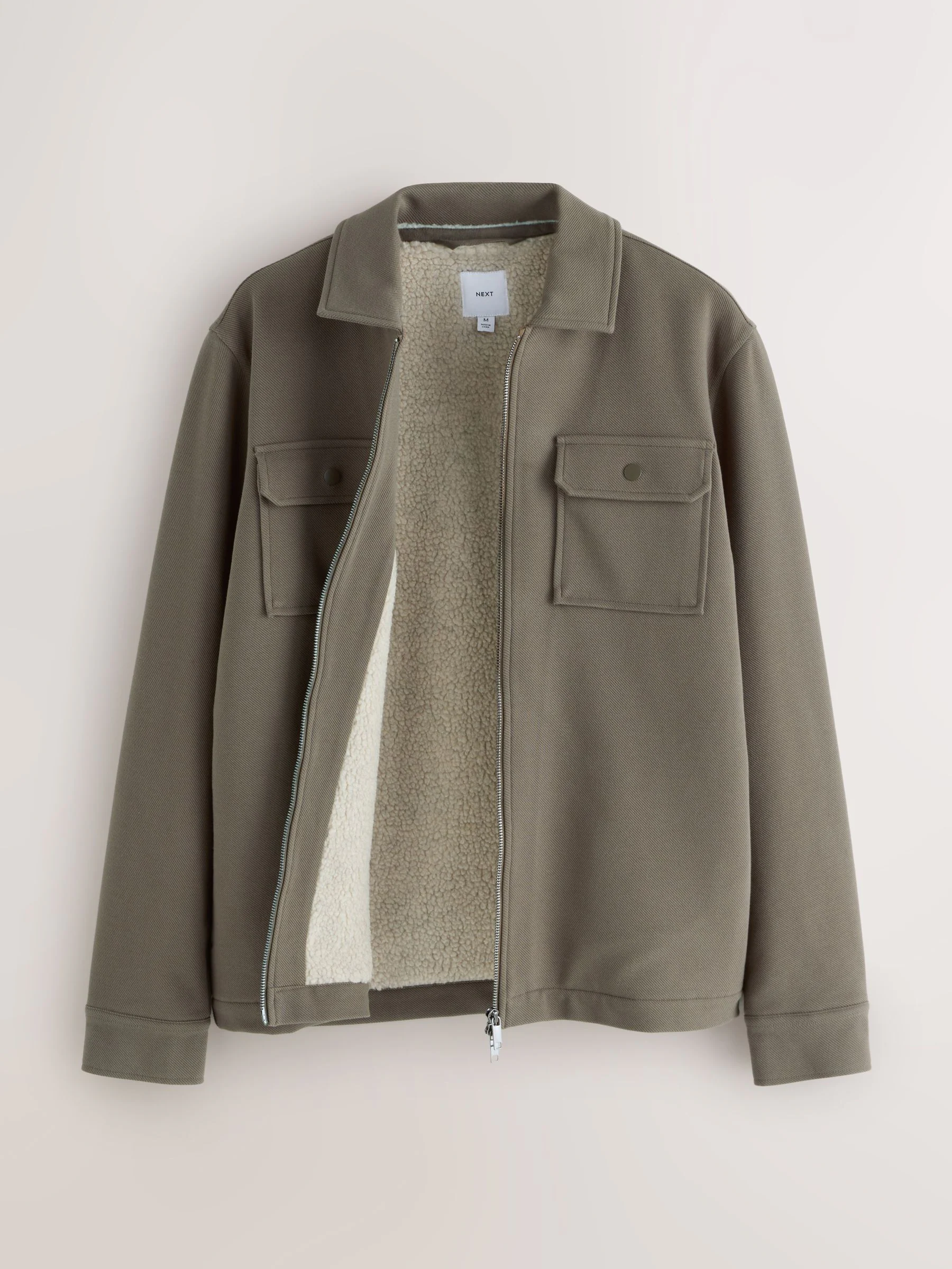 Naturel bruin - Zonder capuchon. - Borg overshirt met fleecevoering