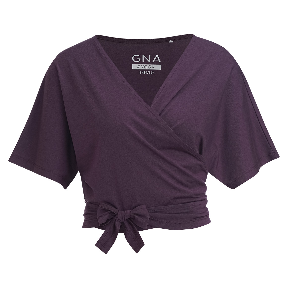 Gina Sports Damen Yoga-Wickelshirt mit Modal dunkellila