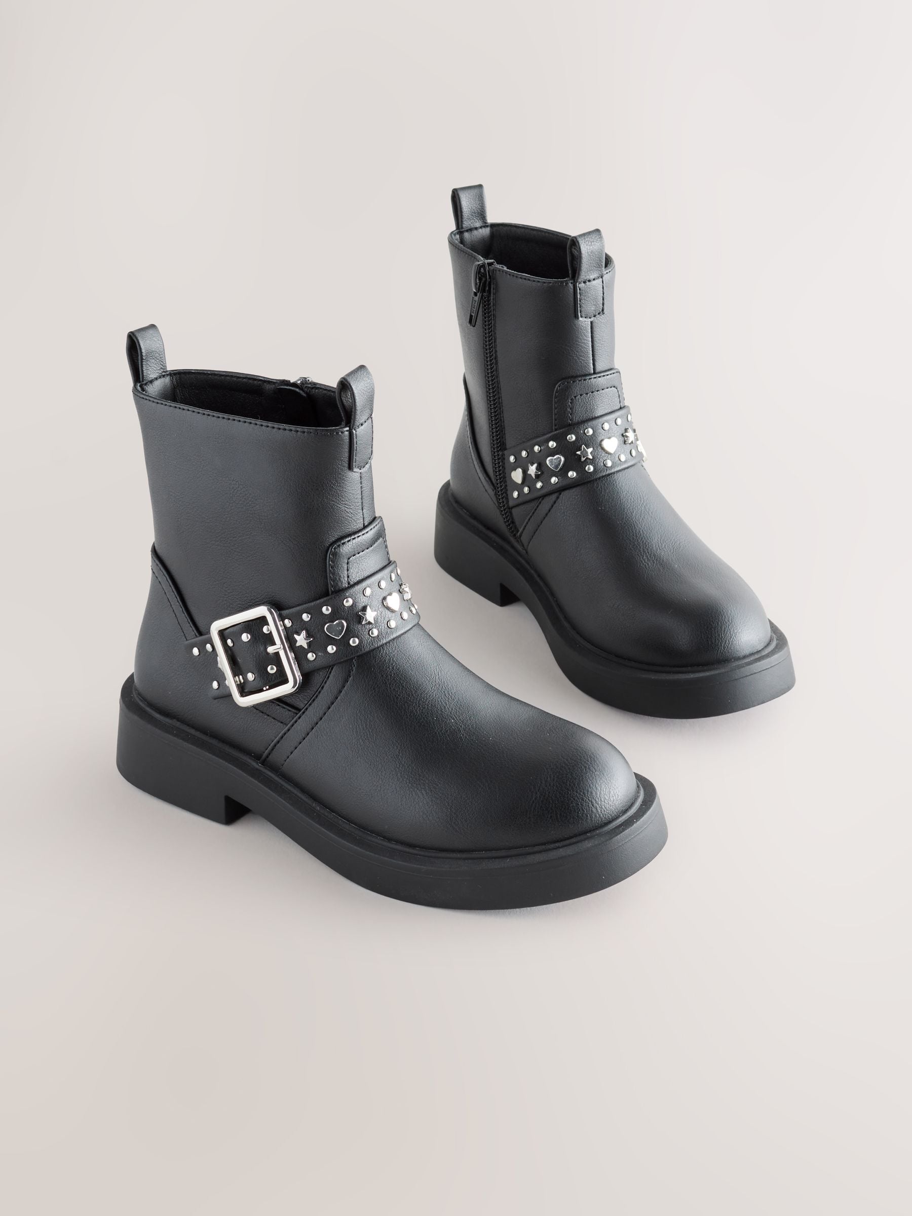 Zwart - Studded Biker Boots