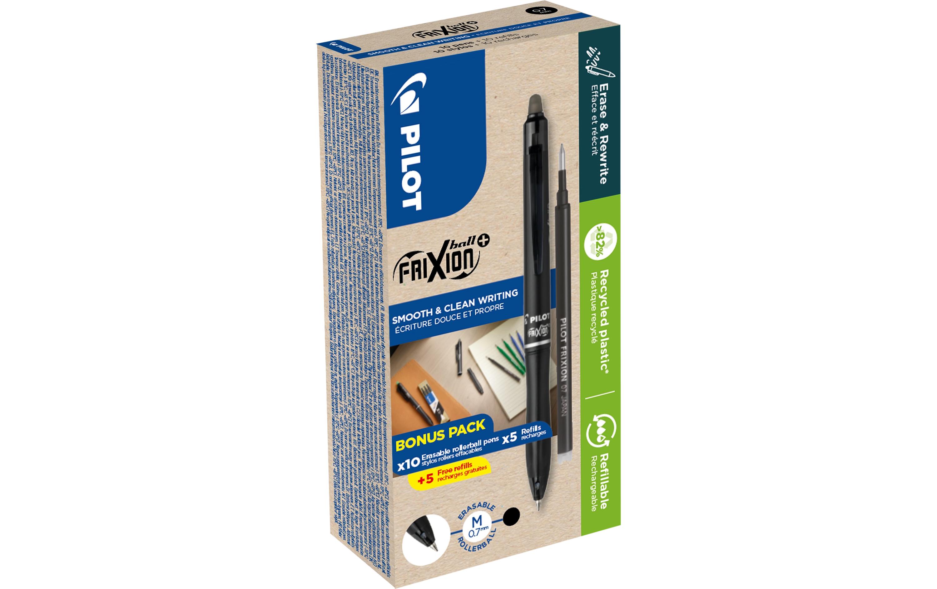 Rollerball BG Frixion Ball Plus+ 0.7 mm, SchwarzZehn Stifte und zehn Nachfüllungen